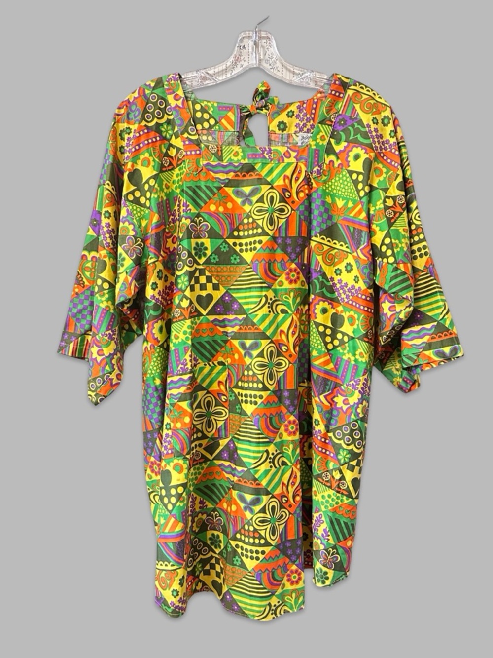 Vintage 1960s Design House Cotton Psychedelic Abstract Artist Smock Apron S/M